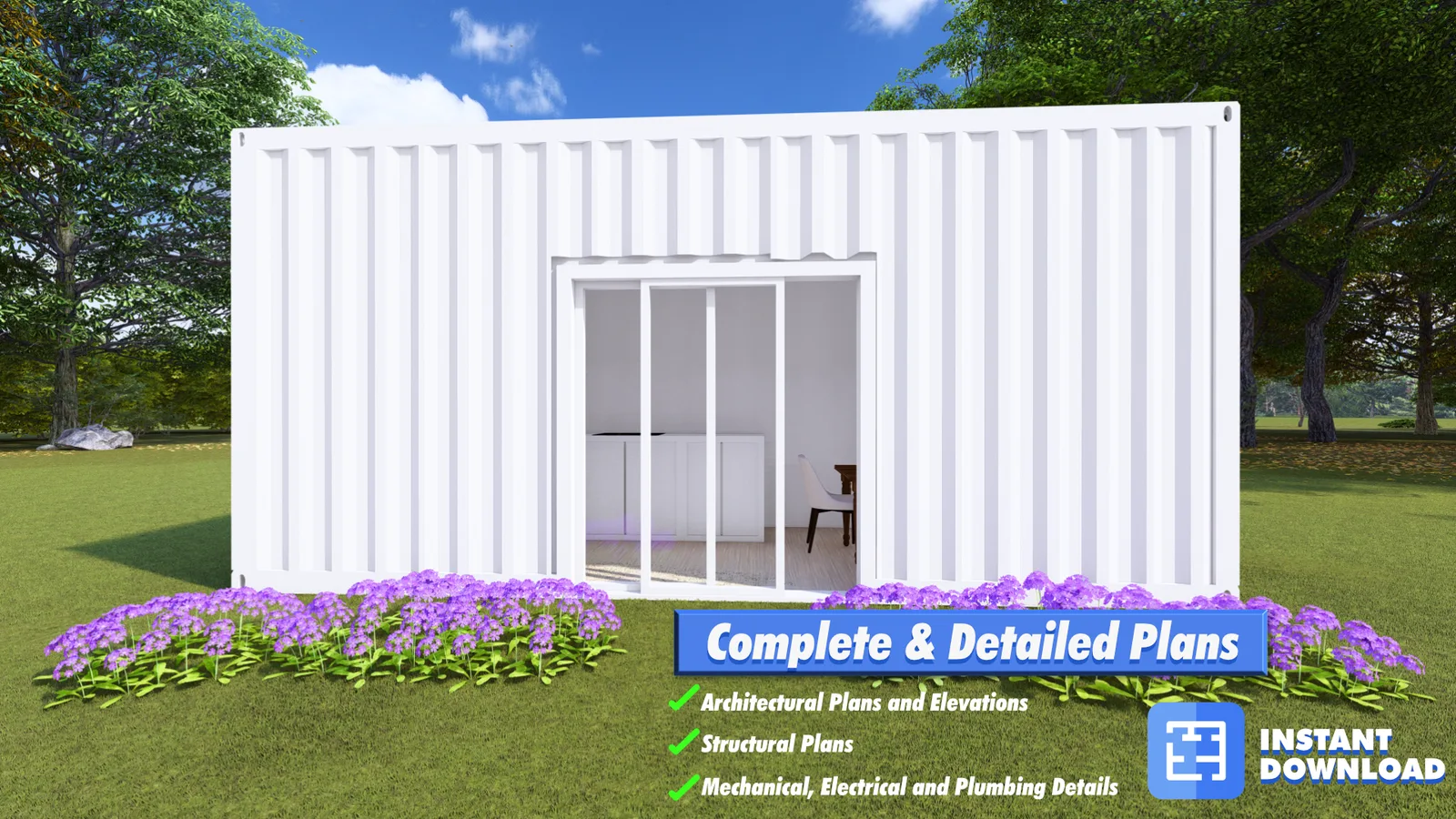 20x8 Shipping Container Kitchen & Dining Plans plan by Oasis Designs