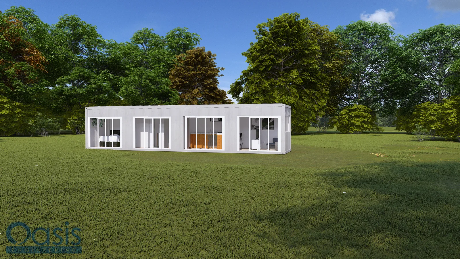 40ft High Cube Container Home Plans, 1 Bed 1 Bath – Model A14