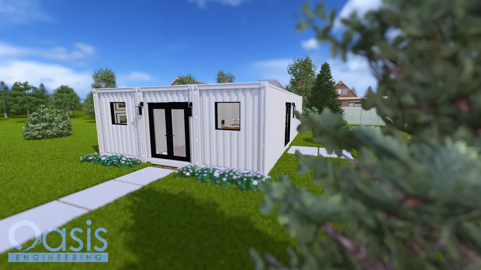 Modern 2 Bedroom + Flex, 2 Bath Container Home Plans – 40x24, Three 40ft Containers