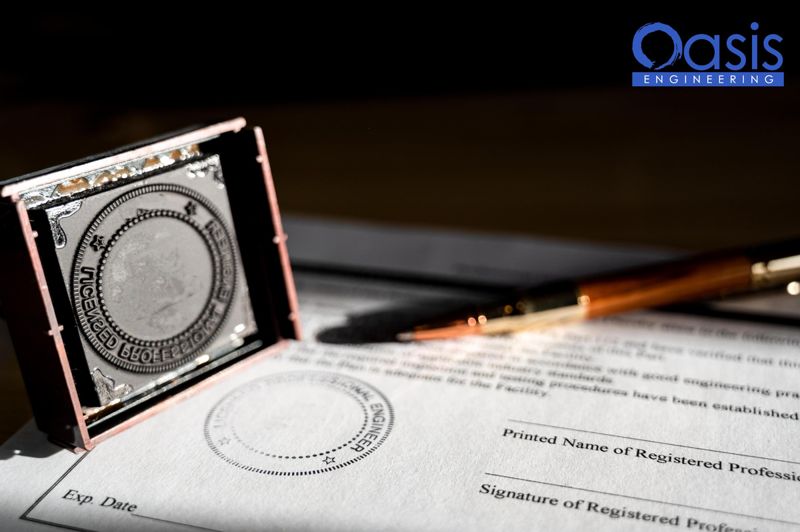 Professional engineer stamping a sealed letter