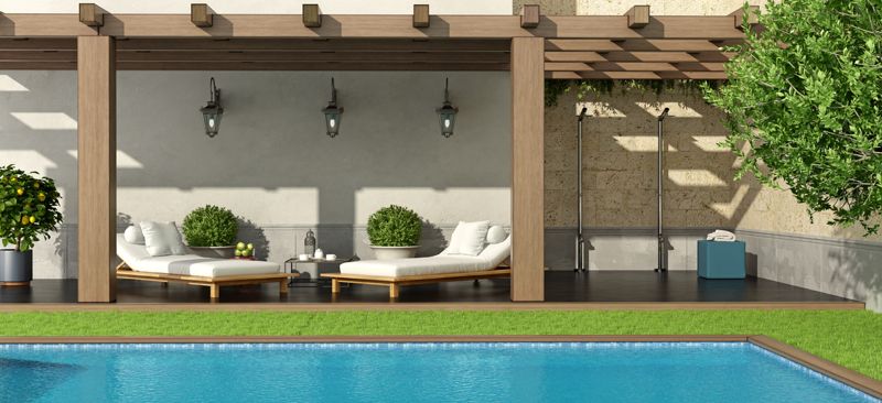 Pool with a covered pergola