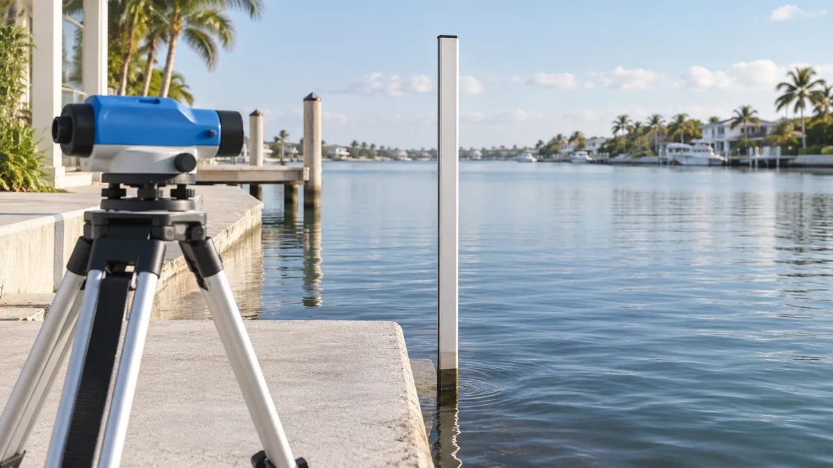 TideMark elevation reference stake at a slab formwork edge