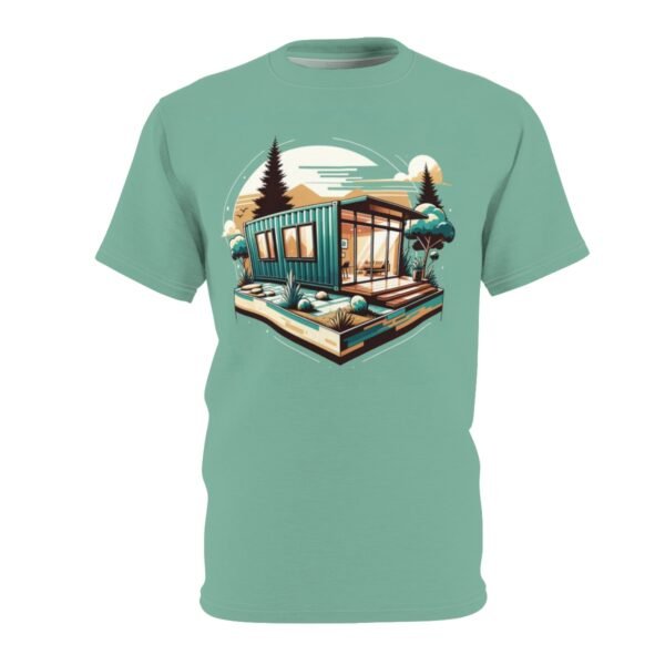 Shipping Container Home Inspired T-Shirt - Lightweight, Breathable Polyester, Unique Tiny Living Design - Made in USA - Image 2