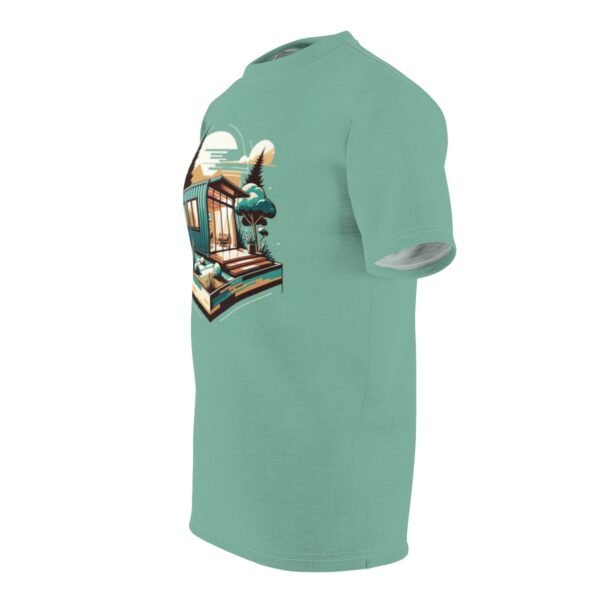 Shipping Container Home Inspired T-Shirt - Lightweight, Breathable Polyester, Unique Tiny Living Design - Made in USA - Image 4